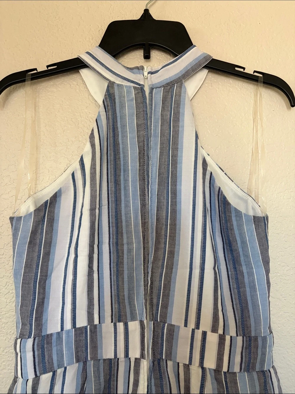 Striped Halter Romper in Blue and White - Picture 8 of 10